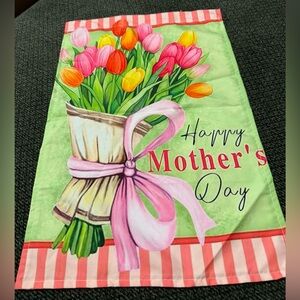 Mother's Day Tulip Bouquet Decorative Flag - Pink & Green